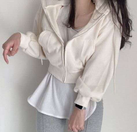 Daily Cropped Hooded Zip-Up