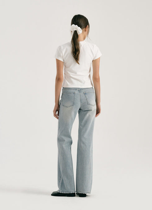 Solid Bootcut Denim Pants