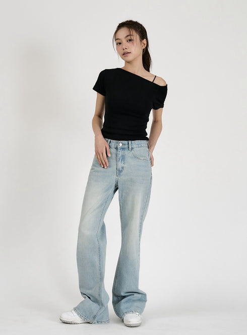 Solid Bootcut Denim Pants