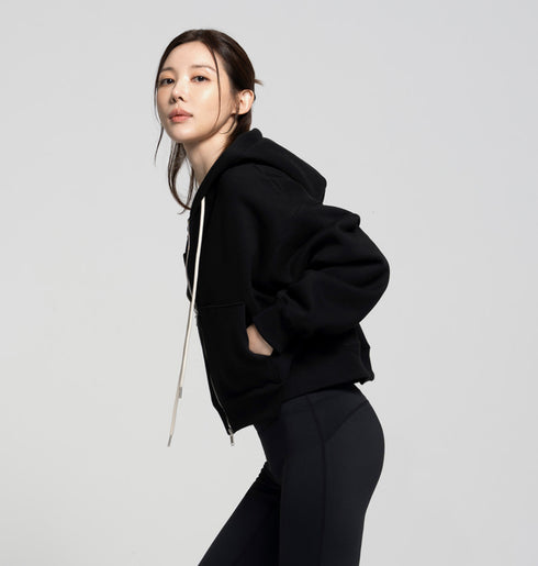 🌡️Soft Cream Napping Crop Hood Zip-up