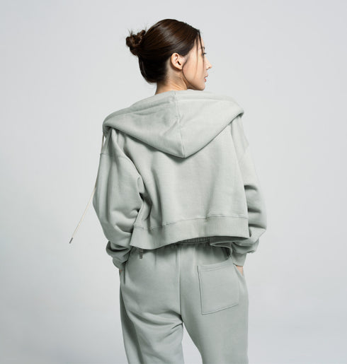 🌡️Soft Cream Napping Crop Hood Zip-up