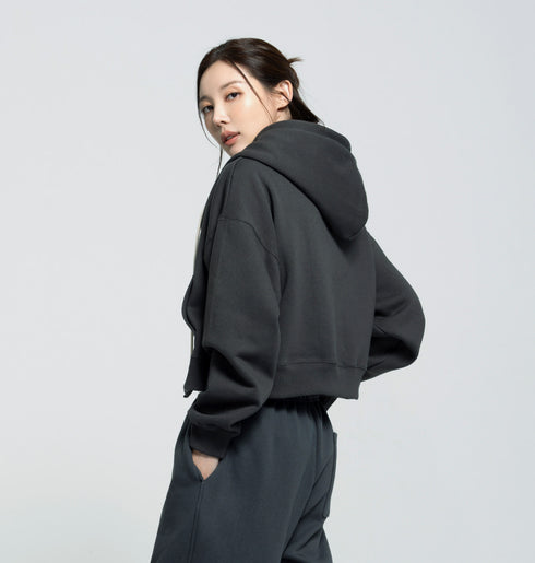 🌡️Soft Cream Napping Crop Hood Zip-up