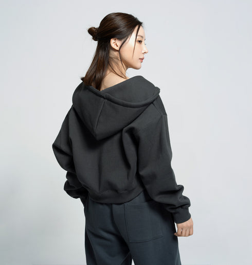 🌡️Soft Cream Napping Crop Hood Zip-up