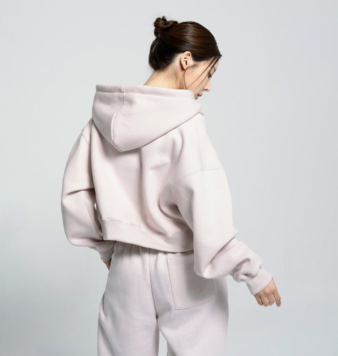 🌡️Soft Cream Napping Crop Hood Zip-up