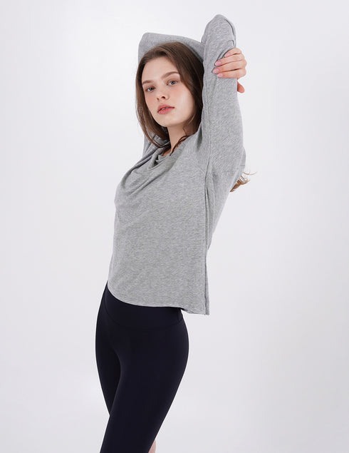 Wide Neck Slit Long Sleeve