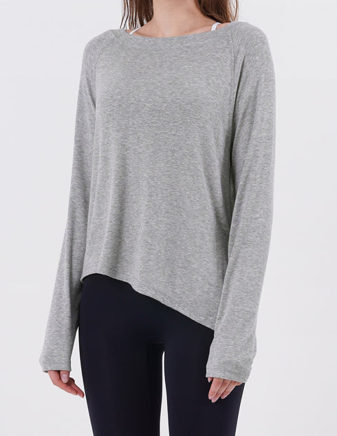 Wide Neck Slit Long Sleeve