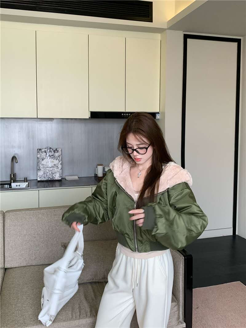 Double-side Fur Jacket Zip-up