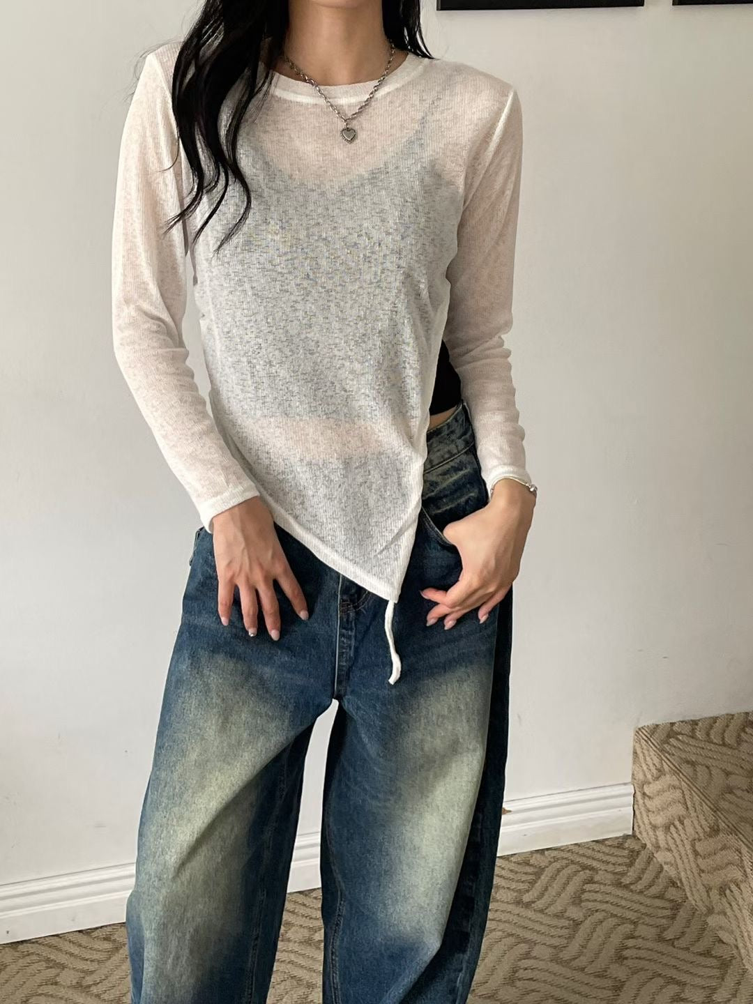See-through Shirring Knit