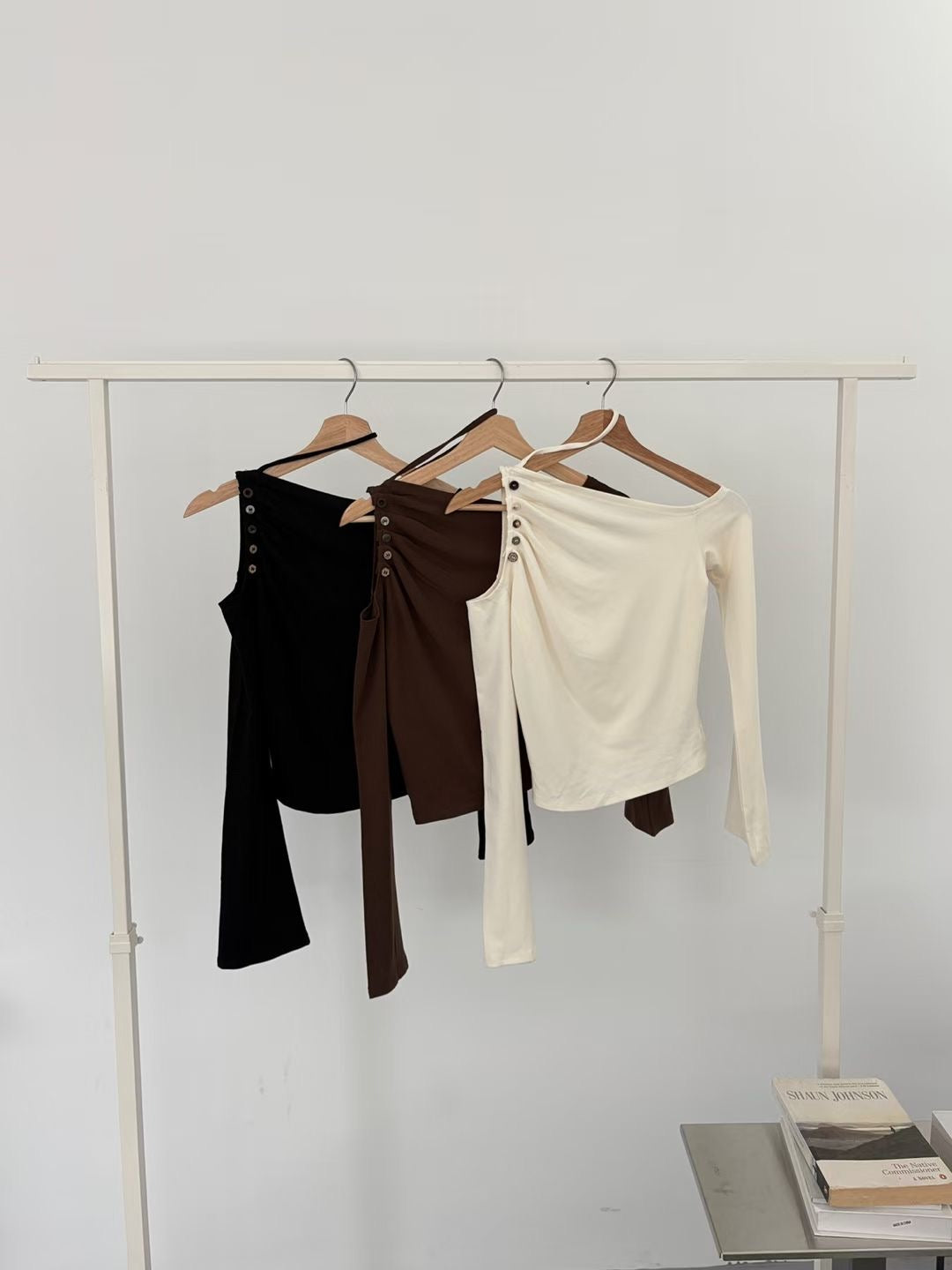 Side-Button One-Shoulder Top