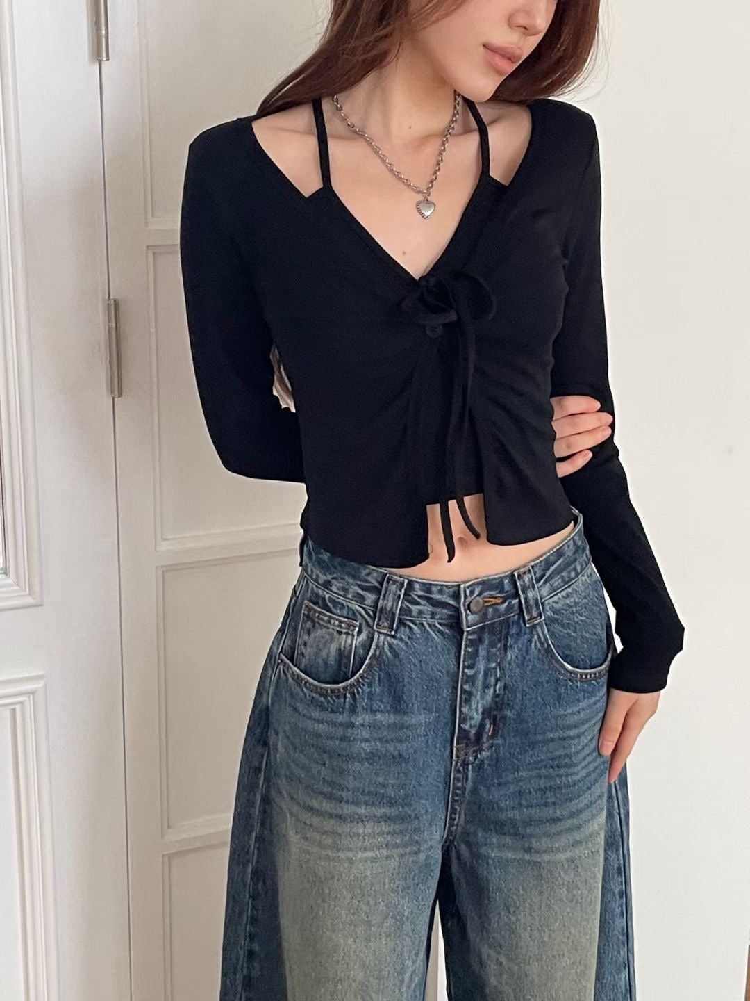 Noir Halter Cardigan Set