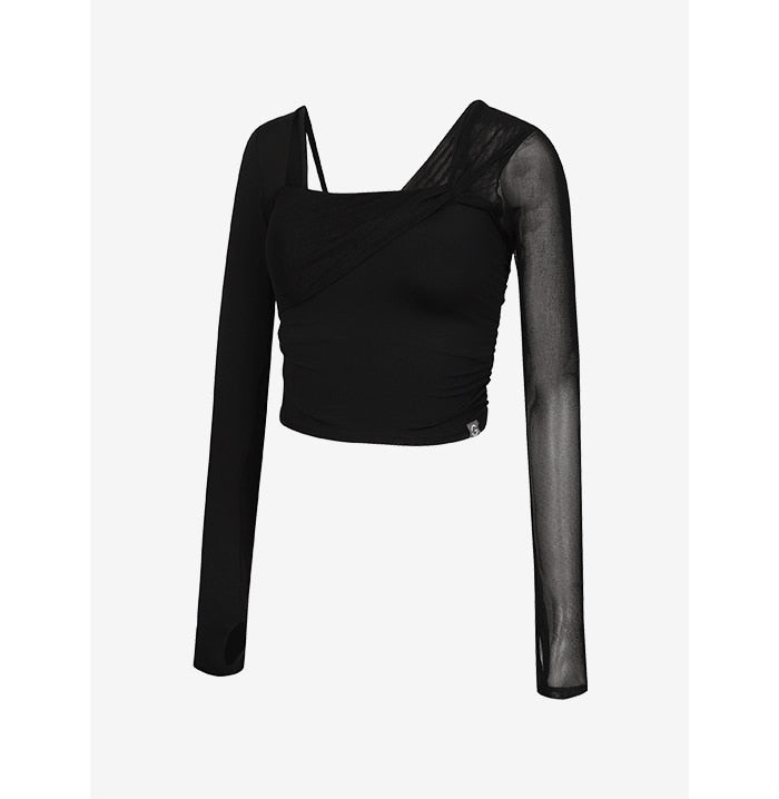 El-soft See-through One Shoulder Long Sleeves