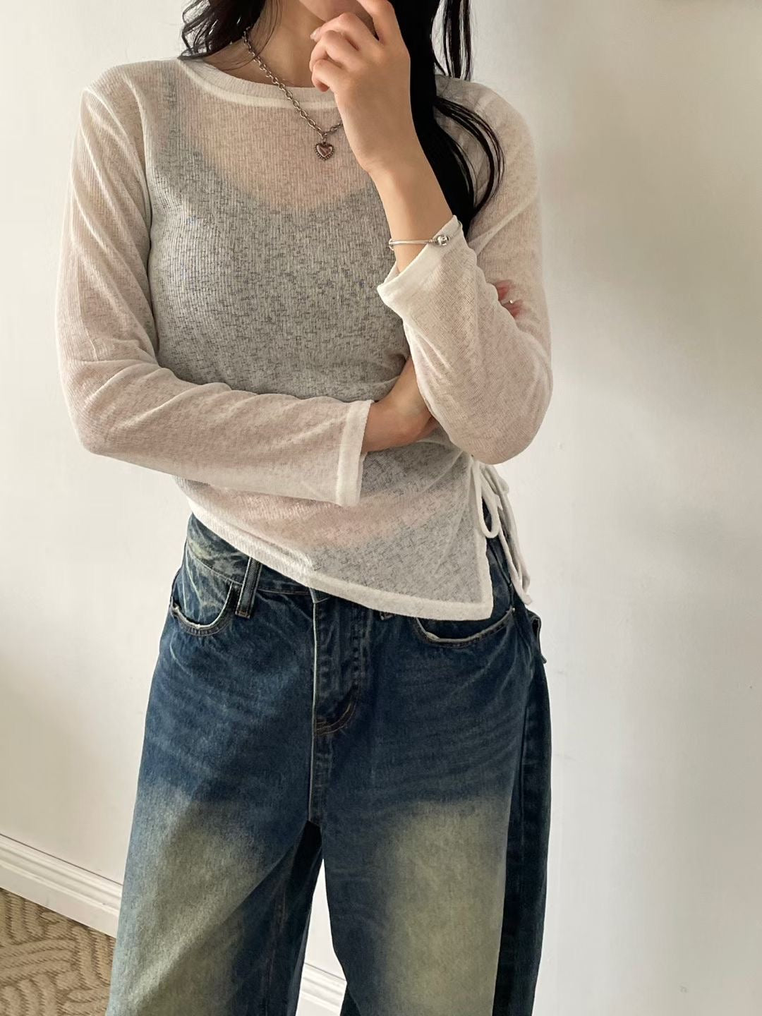 See-through Shirring Knit