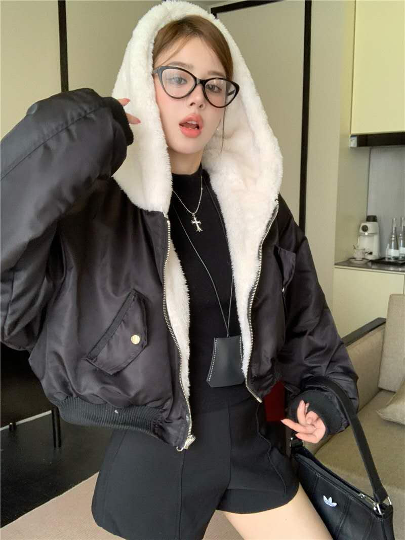 Double-side Fur Jacket Zip-up