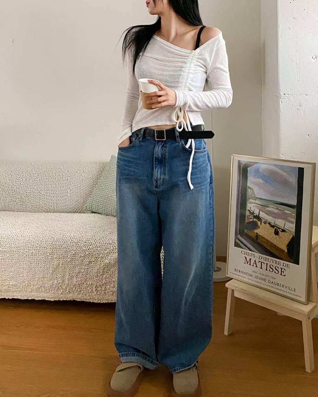 V Neck Shirring Knit
