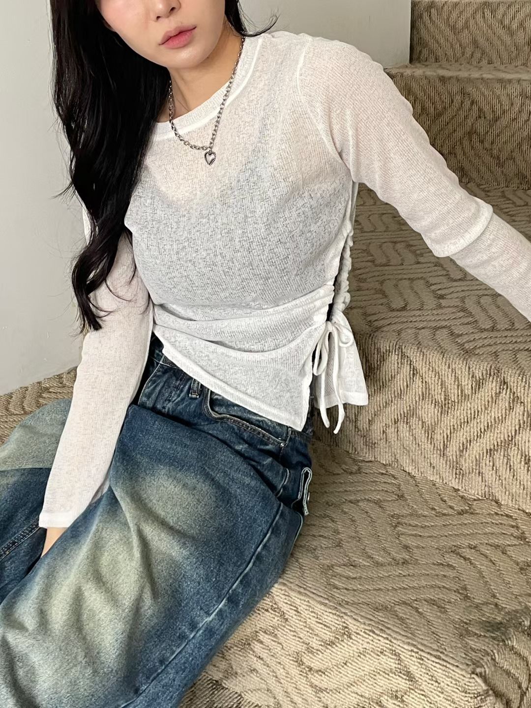 See-through Shirring Knit