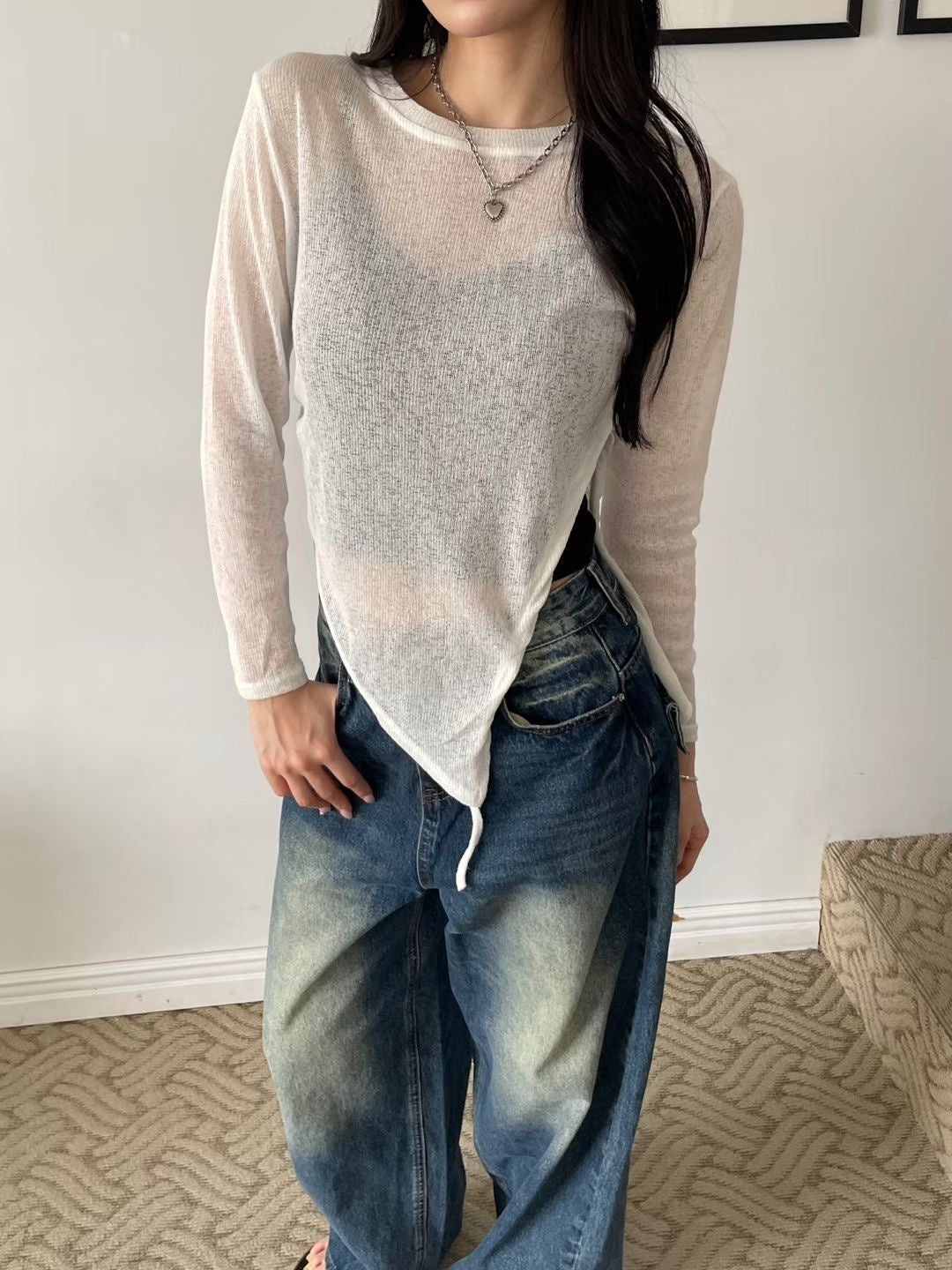 See-through Shirring Knit
