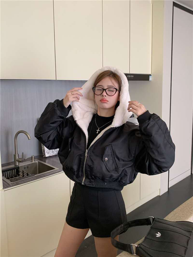 Double-side Fur Jacket Zip-up