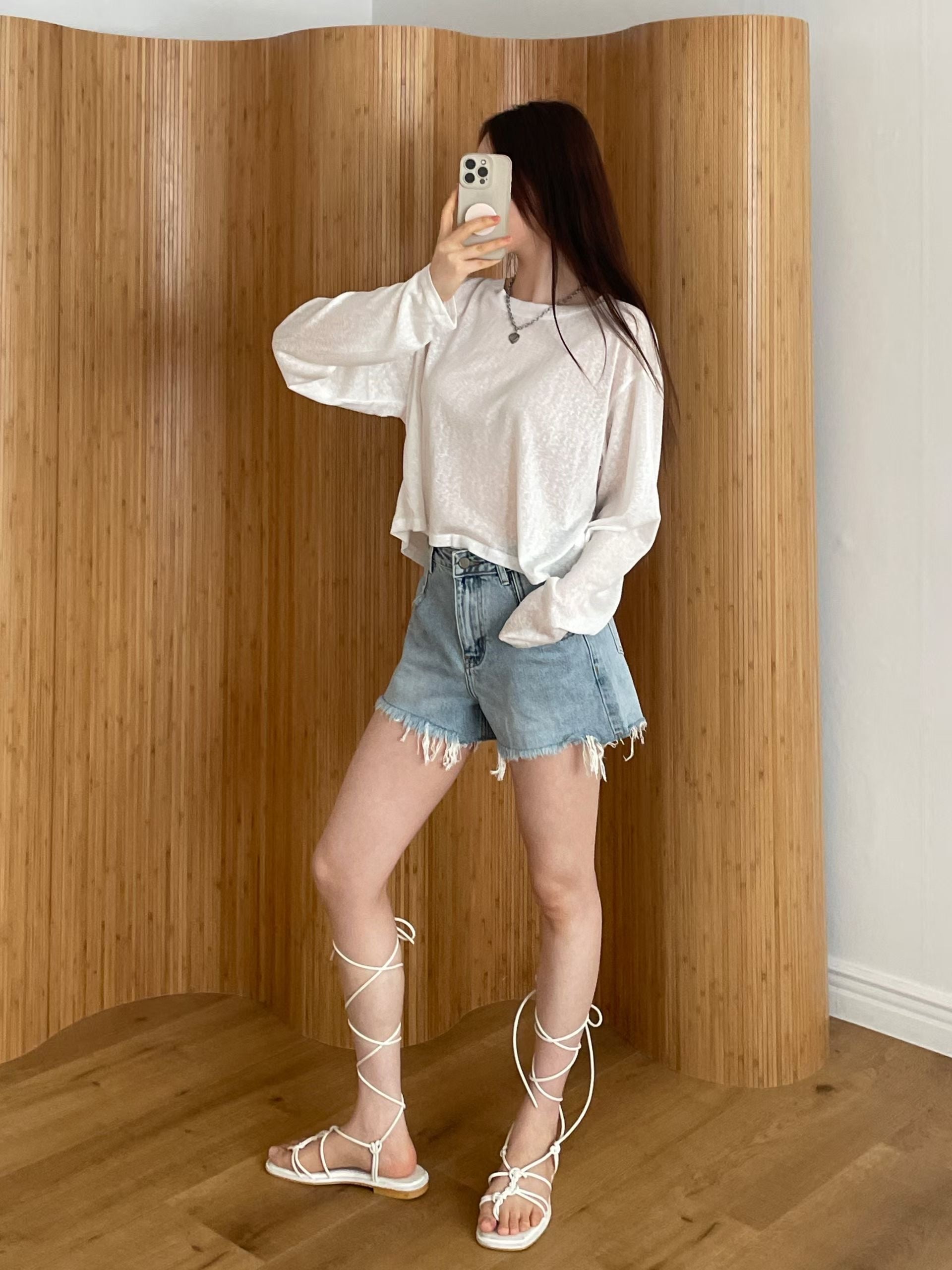 See-through Button Long Sleeves