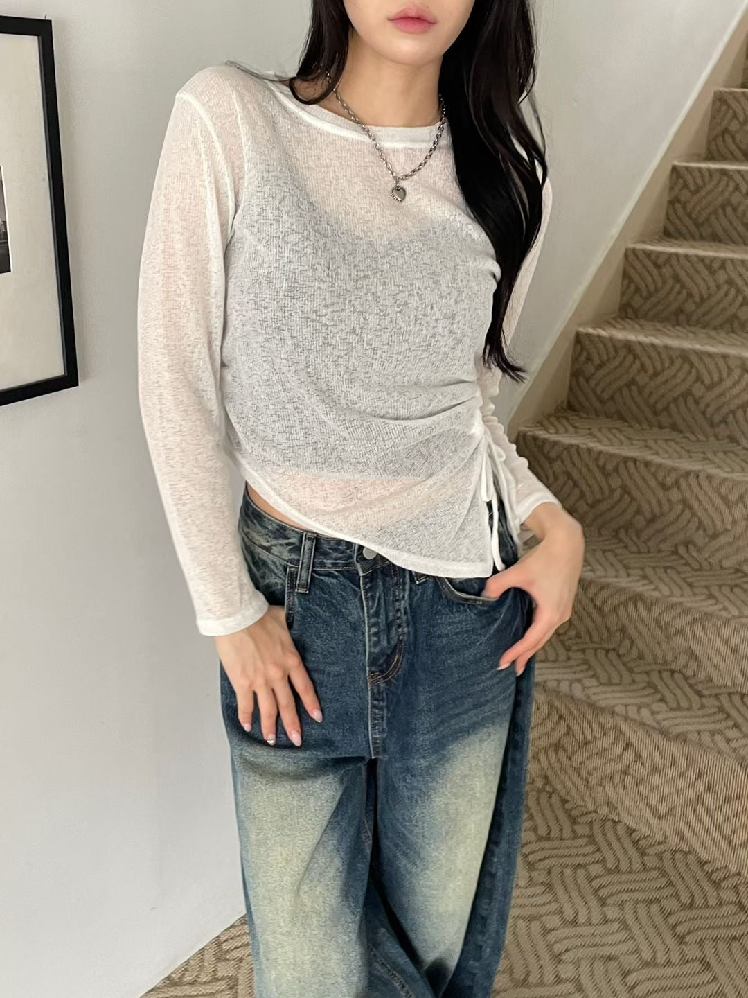 See-through Shirring Knit