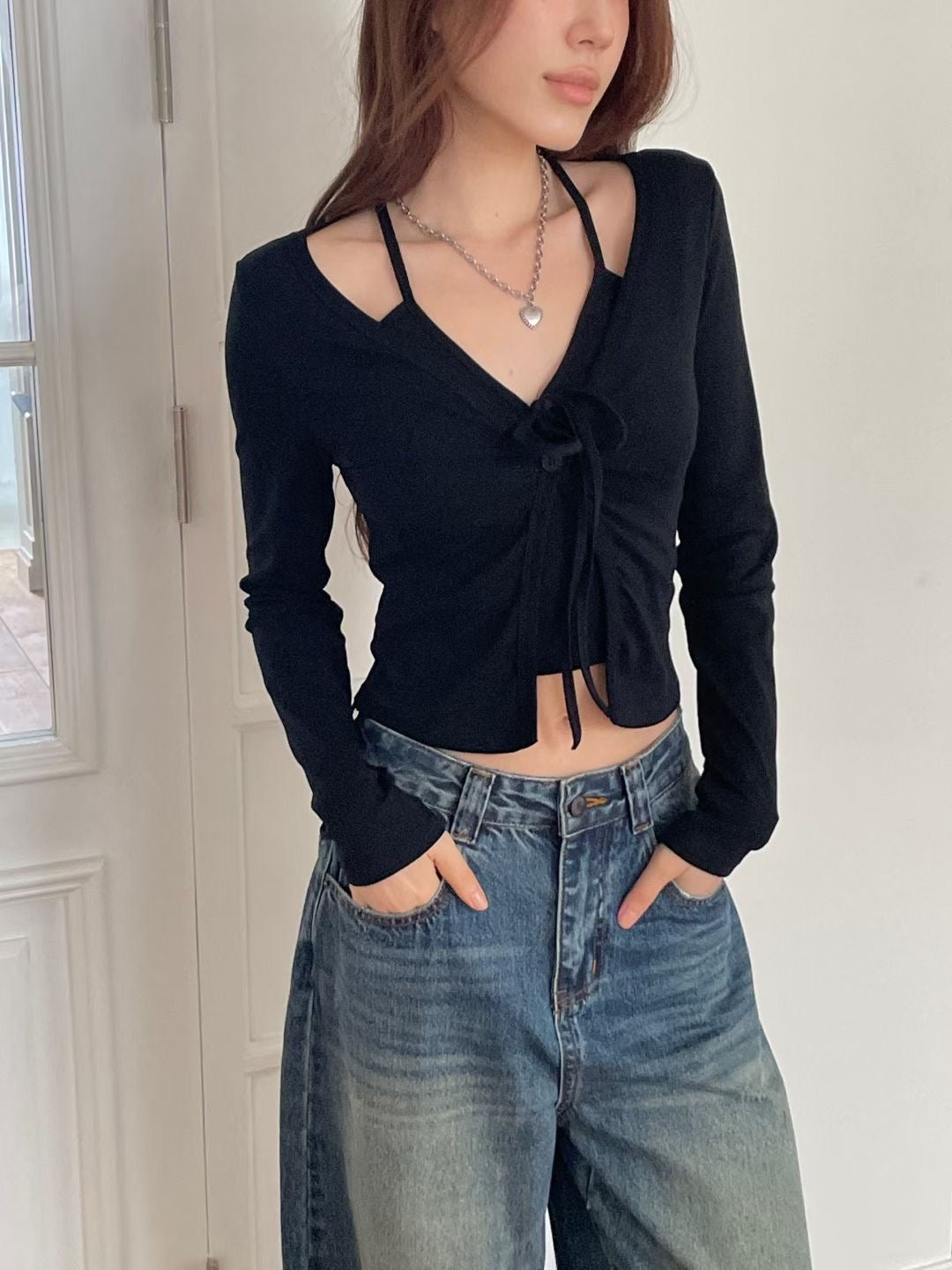 Noir Halter Cardigan Set