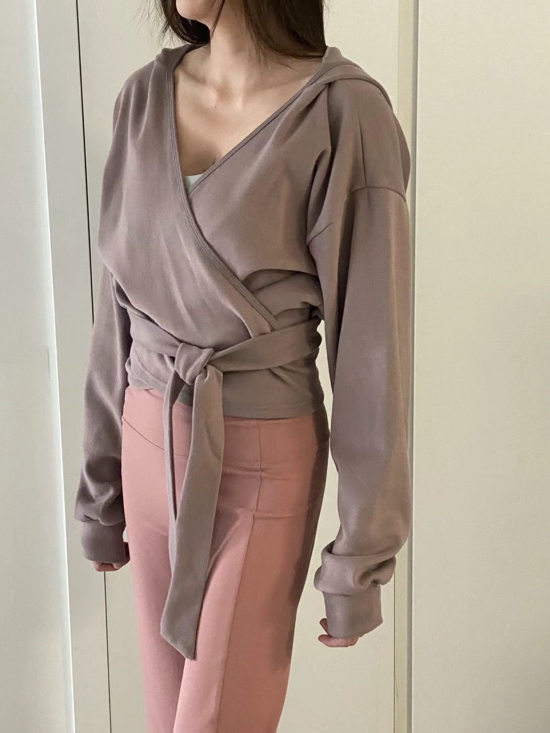 V Cross Knot Hooded Jacket