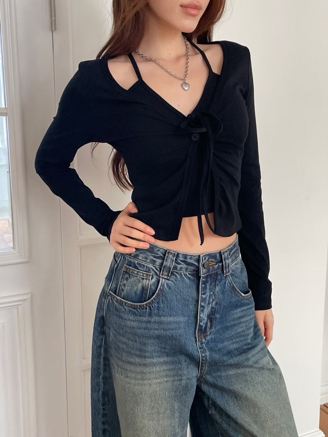 Noir Halter Cardigan Set