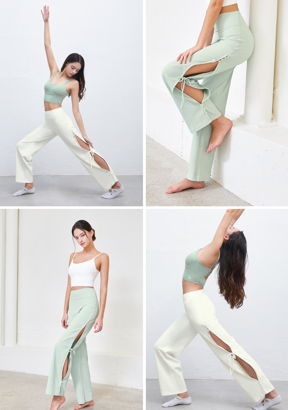 El-flex Rib Side Slit Wide Pants