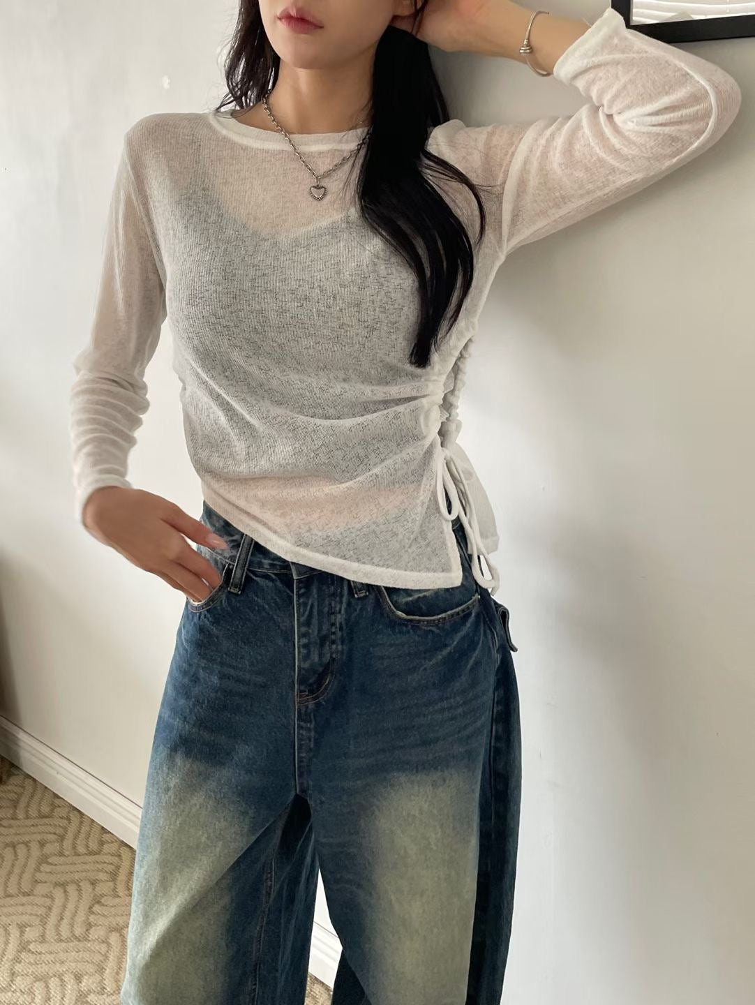 See-through Shirring Knit