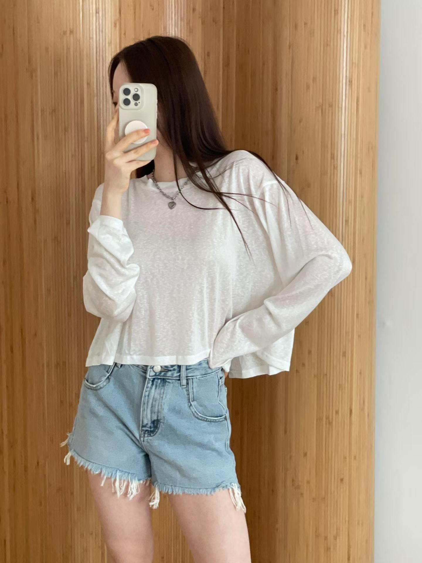 See-through Button Long Sleeves