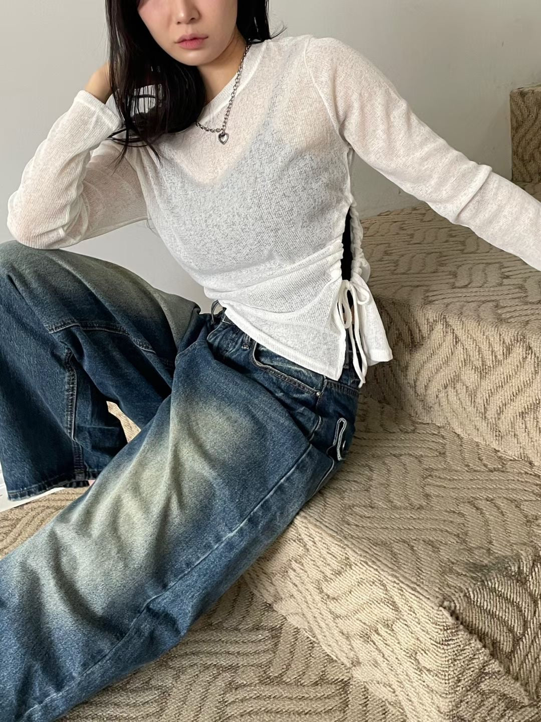 See-through Shirring Knit