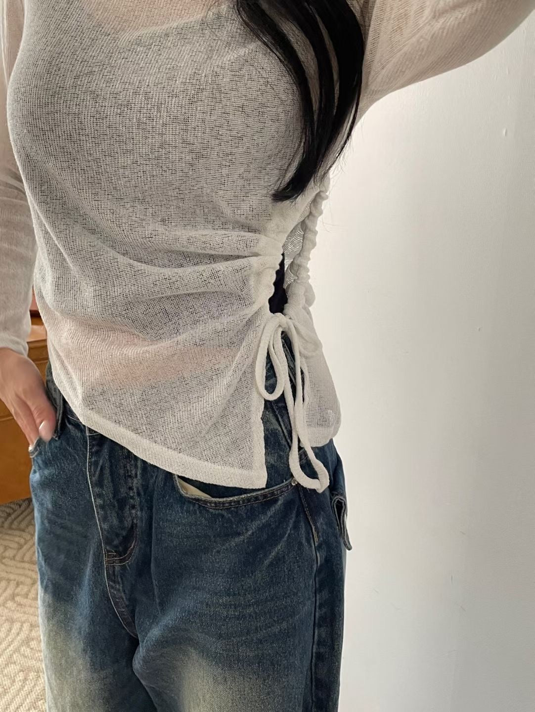 See-through Shirring Knit