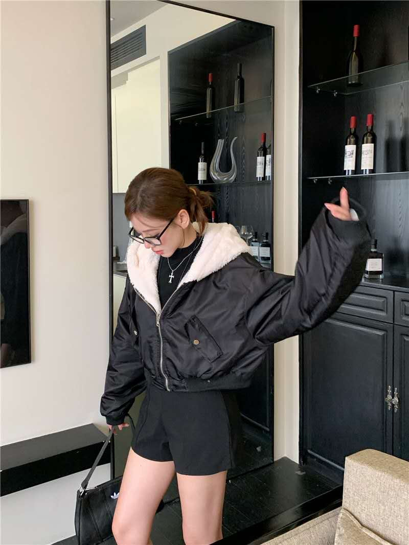 Double-side Fur Jacket Zip-up