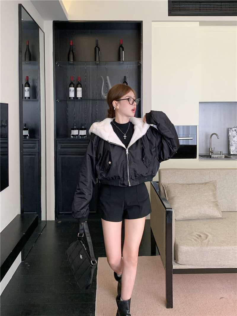 Double-side Fur Jacket Zip-up