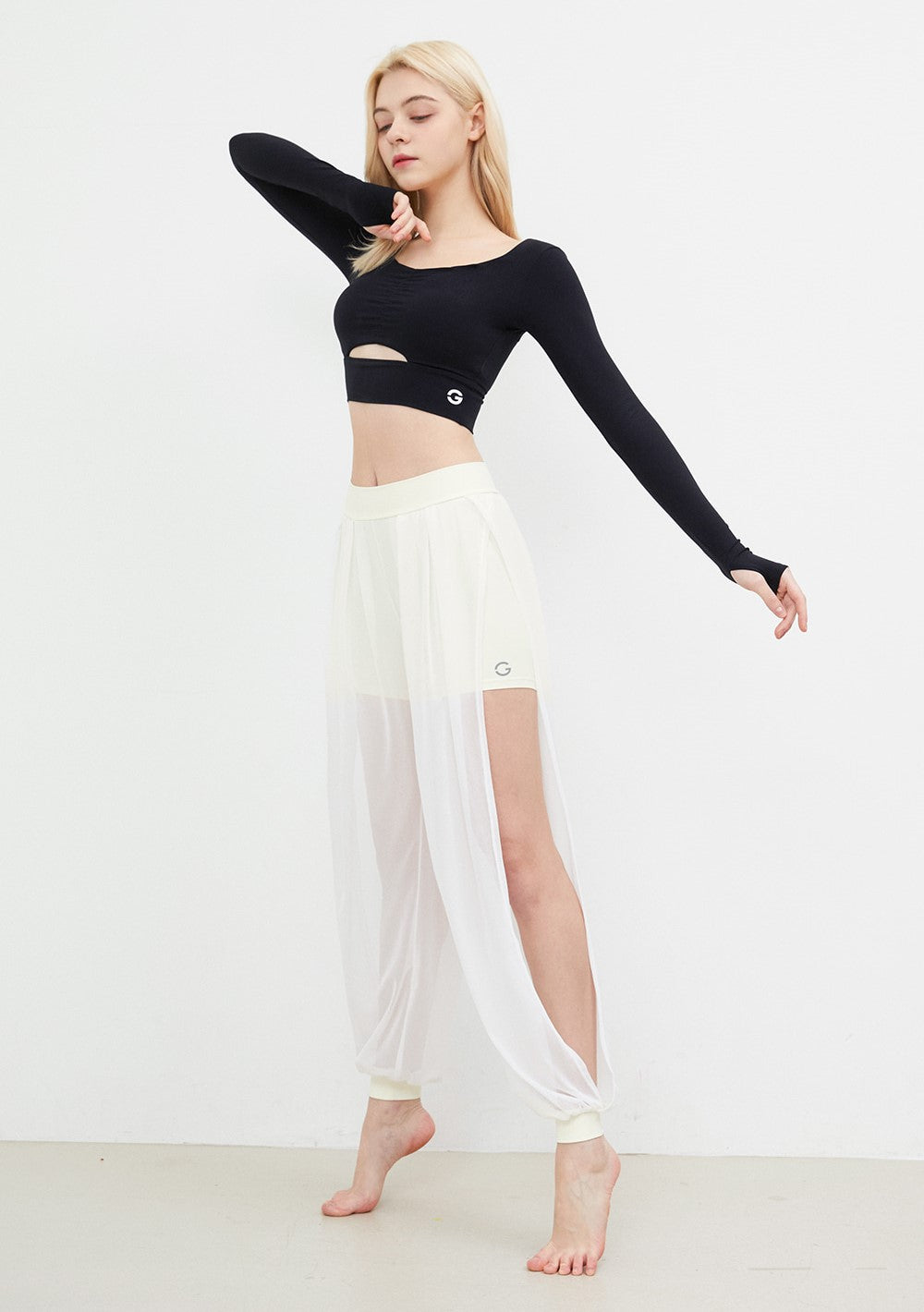 See-through Slit Harem Pants