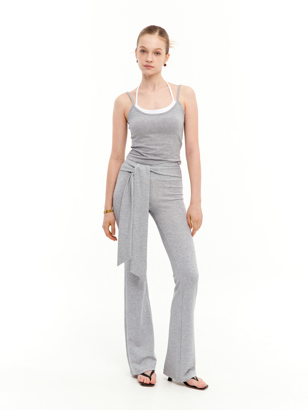 Shirring Bootcut Sweat Pants