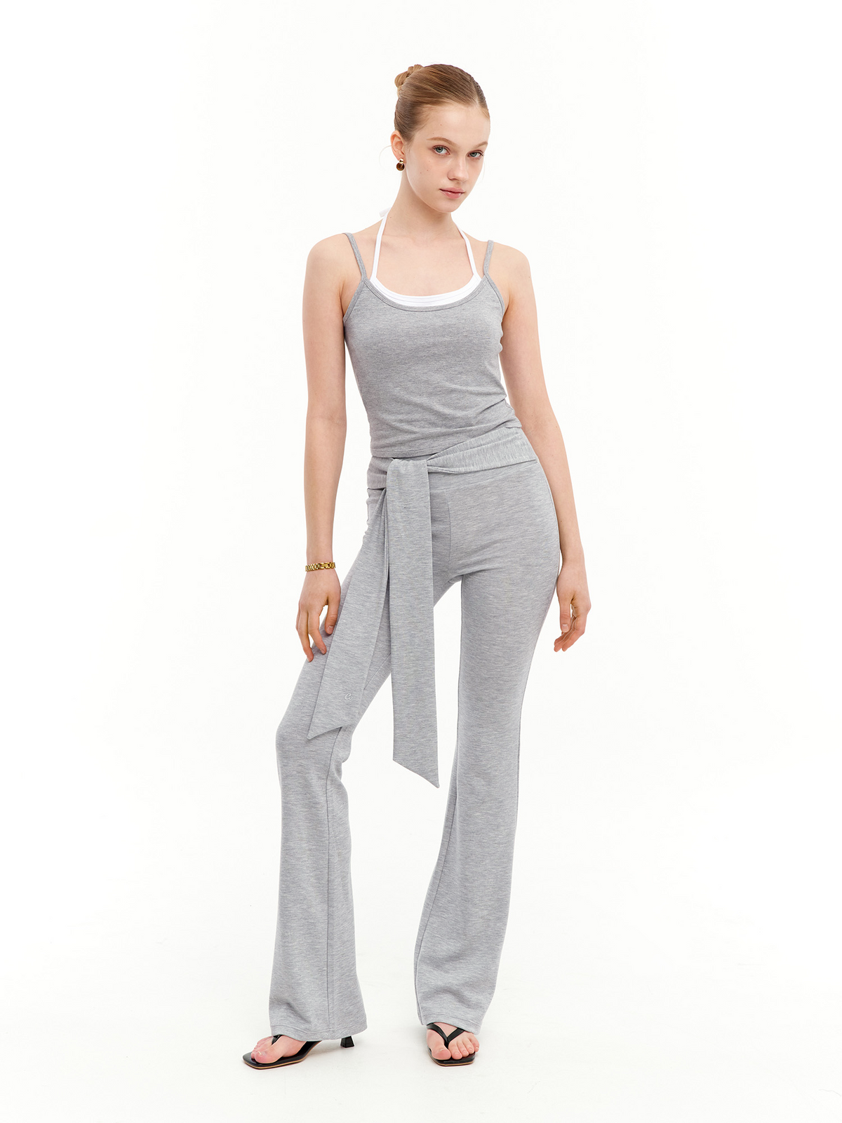 Shirring Bootcut Sweat Pants