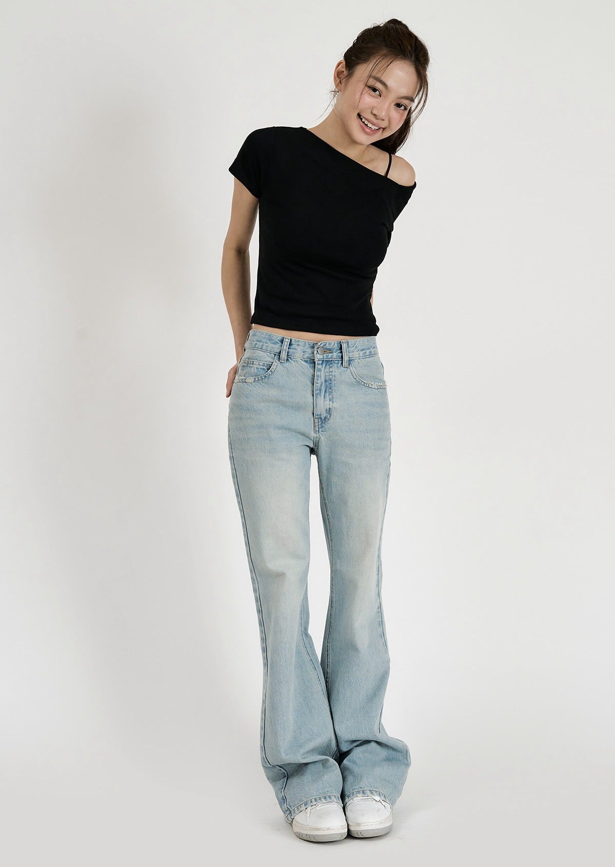 Solid Bootcut Denim Pants