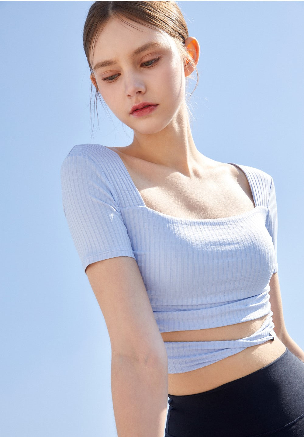 El-flex RIB Twist Shirring Crop Top