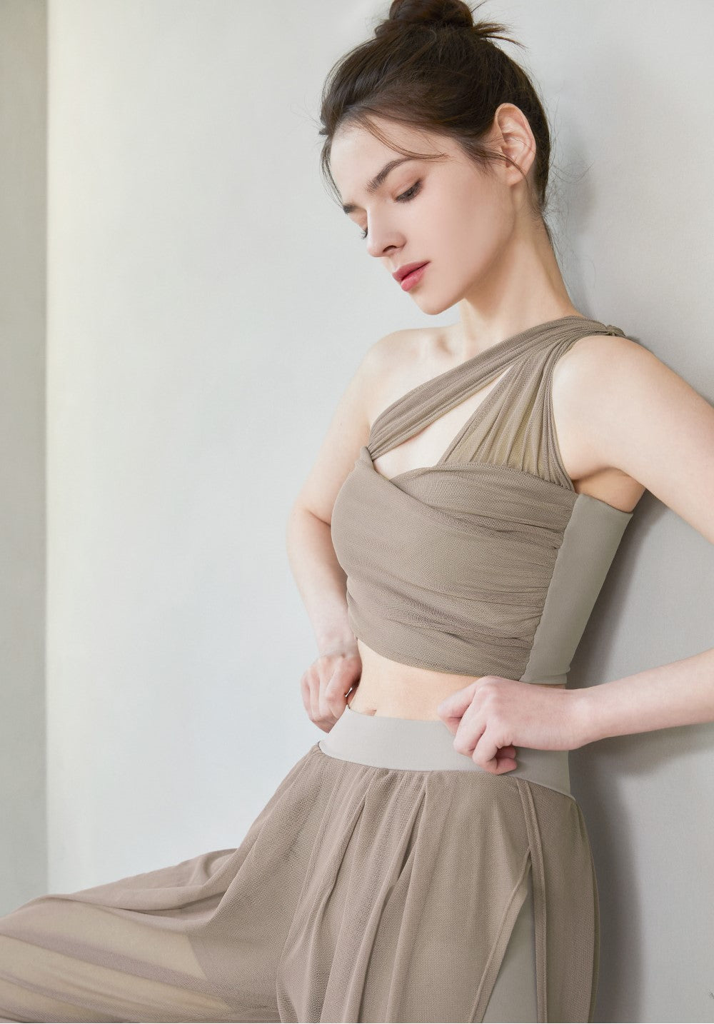 El-flex P See-through One Shoulder Bra Top 