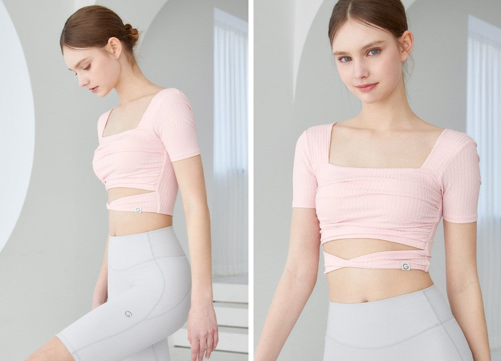 El-flex RIB Twist Shirring Crop Top
