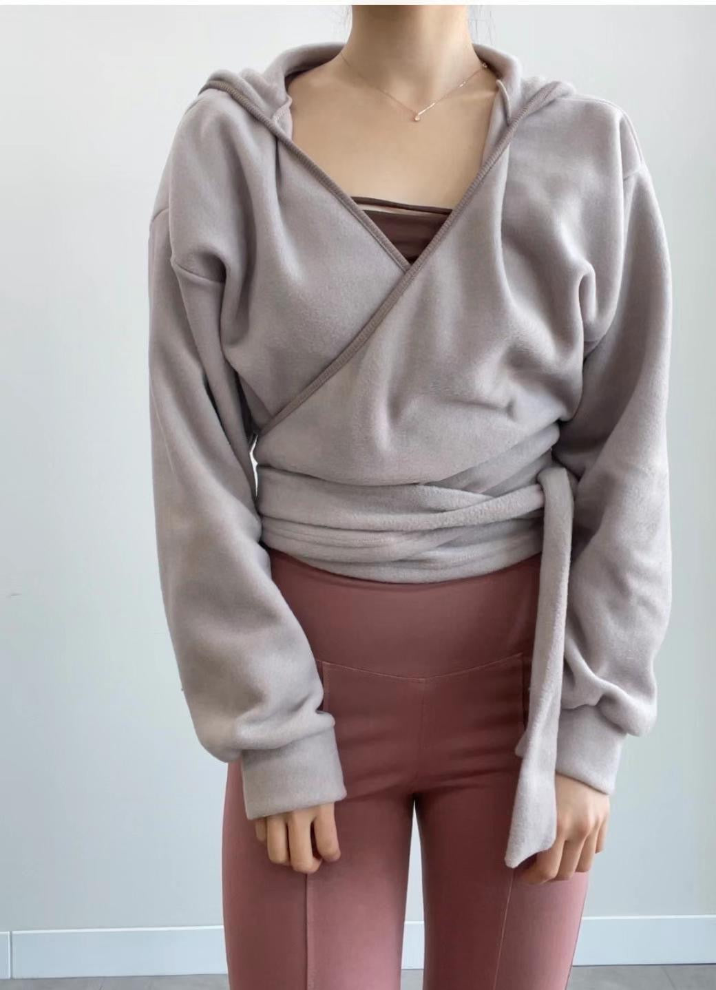 V Cross Knot Hooded Jacket