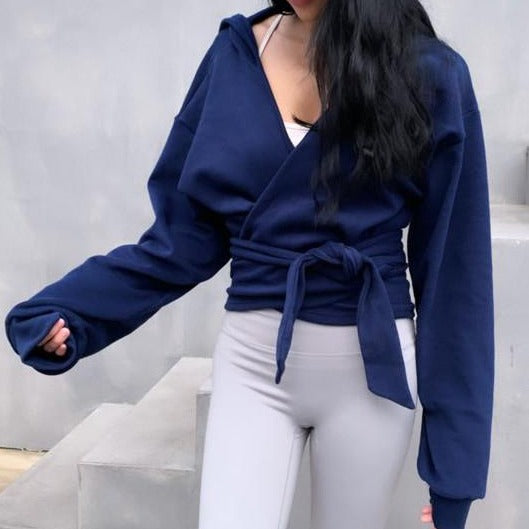 V Cross Knot Hooded Jacket