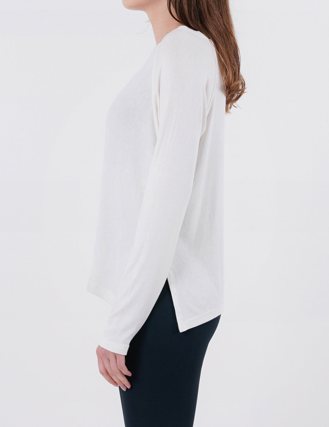 Wide Neck Slit Long Sleeve